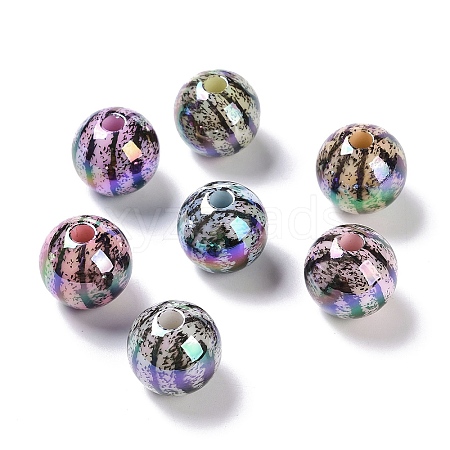 UV Plating Rainbow Iridescent Opaque Acrylic Beads MACR-K361-02C-1