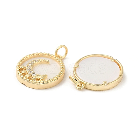 Natural White Shell Flat Round Pendants BSHE-Z003-11G-1