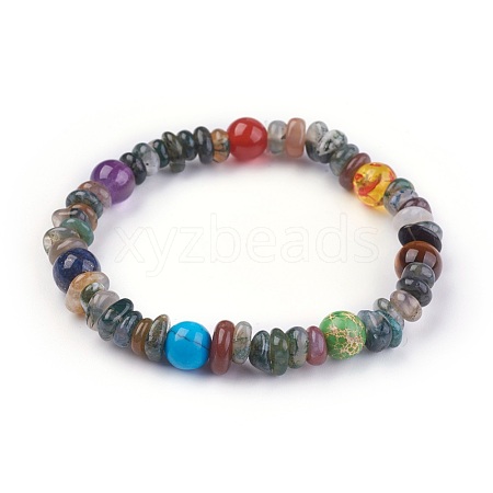 Chakra Jewelry Stretch Bracelets BJEW-JB03941-02-1