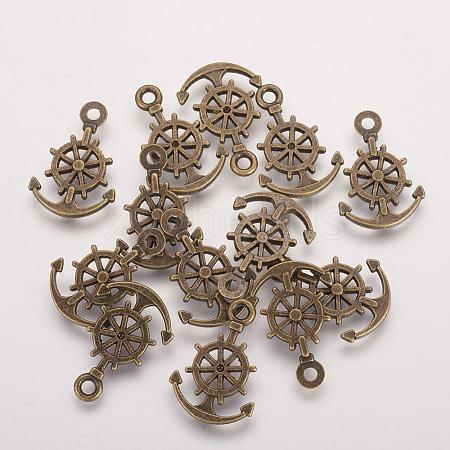 Tibetan Style Alloy Anchor with Helm Pendants PALLOY-2730-AB-FF-1