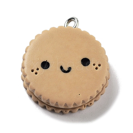 Cookies Theme Imitation Food Resin Pendants RESI-B021-02B-03-1