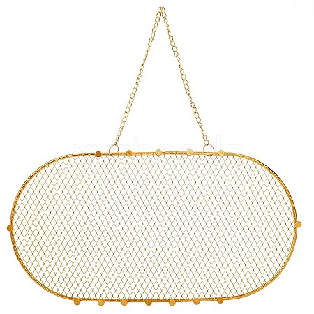 Iron Oval Grid Shape Wall Mounted Hanging Jewelry Organizer EDIS-WH0021-46G-1