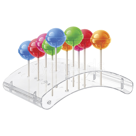 20-Hole Arc-Shaped Transparent Acrylic Lollipop Display Holder ODIS-WH0043-03B-1