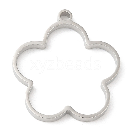 304 Stainless Steel Open Back Bezel Flower Pendants STAS-Z040-13P-1