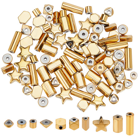 ARRICRAFT 100Pcs 10 Styles Electroplated Synthetic Non-magnetic Hematite Beads G-AR0005-64-1