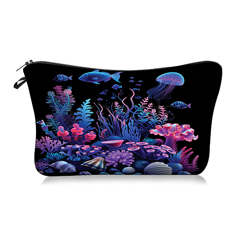 Ocean Theme Polyester Cosmetic Bags Zipper Clutch Bags PW-WGDA3BB-03-1