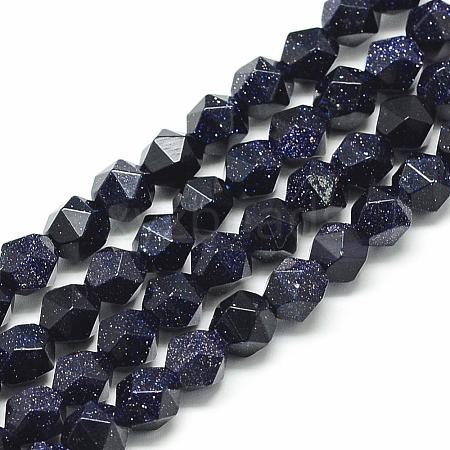 Synthetic Blue Goldstone Beads Strands G-S149-11-10mm-1