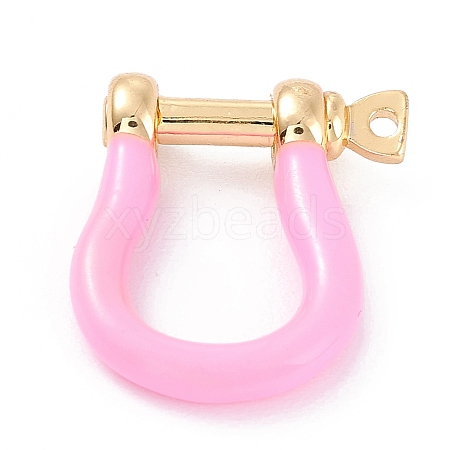 Brass Enamel D-Ring Anchor Shackle Clasps KK-P201-01G-F-1