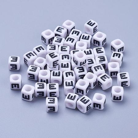 Acrylic Horizontal Hole Letter Beads PL37C9129-E-1