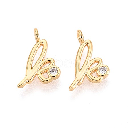 Brass Micro Pave Cubic Zirconia Charms KK-N263-97G-K-1