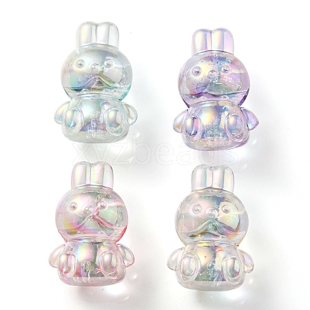 UV Plating Rainbow Iridescent Transparent Acrylic Bubble Beads OACR-C007-02-1