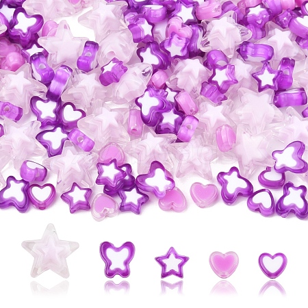 200Pcs 5 Styles Transparent Acrylic Beads TACR-FS0001-54D-1