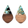 Transparent Resin and Walnut Wood Pendants RESI-T057-06J-2