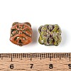 Picasso Baking Paint and Golden Metal Enlaced Glass Beads DGLA-T004-46M-3