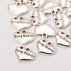 Wedding Theme Antique Silver Tone Tibetan Style Heart with Ring Bearer Rhinestone Charms LS-TIBEP-N005-15D-2