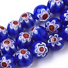 Handmade Millefiori Lampwork Beads Strands X-LAMP-R143-01B-1