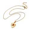 304 Stainless Steel Red Cubic Zirconia Heart Pendant Necklaces NJEW-S439-06G-4