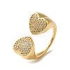 Rack Plating Brass Micro Pave Clear Cubic Zirconia Cuff Rings for Women RJEW-G325-13E-G-1