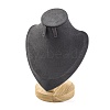 Bust Shaped Microfiber & Wood Jewelry Necklace & Earrings Display Stands NDIS-H042-01A-02-1