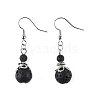 Natural Lava Rock Bead Dangle Earrings EJEW-JE02144-01-3