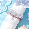 3Pcs 3 Styles Natural Aquamarine & Rose Quartz Chips Stretch Bracelets Sets BJEW-JB11076-06-3