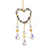 Heart Natural Fluorite Chips Hanging Ornaments HJEW-G024-01G-2