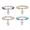 4Pcs 4 Color Natural Howlite Round Beaded Stretch Bracelets Set BJEW-TA00235-1