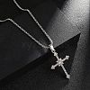 Zinc Alloy with Rhinestone Cross Pendant Necklaces NJEW-M211-07A-P-2