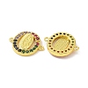 Real 18K Gold Plated Brass Micro Pave Colorful Cubic Zirconia Connector Charms KK-L209-057G-03-2