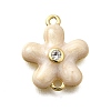 Brass Clear Cubic Zirconia Flower Connector Charms KK-P295-52G-01-1