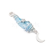 3Pcs 3 Styles Electroplated Natural Quartz Crystal Nuggets Copper Wire Wrapped Pendants PALLOY-JF03128-04-4