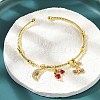 Brass Micro Pave Cubic Zirconia Fruit Charm Bangles for Women BJEW-Z089-01G-01-3