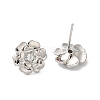 Rack Plating Brass Micro Pave Clear Cubic Zirconia Stud Earrings EJEW-U012-01A-P-2