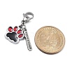 Dog Paw Print Alloy Enamel Pendant Decoration HJEW-JM02495-05-3