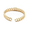 Clear Cubic Zirconia Curb Chain Shape Open Cuff Bangle BJEW-A123-06G-2