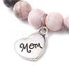 Mother's Day Theme Natural Pink Zebra Jasper Beads Stretch Braclets for Women BJEW-JB11452-3