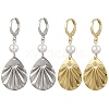 2 Pairs 2 Colors 201 Stainless Steel Shell Pearl Hoop Earrings EJEW-JE06181-1