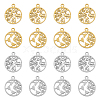 DICOSMETIC 16Pcs 4 Style 304 Stainless Steel Textured Pendants STAS-DC0013-03-1