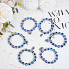 FIBLOOM 6Pcs 6 Style Resin Evil Eye Beaded Stretch Bracelets Set with Alloy Charms BJEW-FI0001-50-5