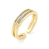 Brass Micro Pave Cubic Zirconia Open Cuff Rings for Women RJEW-R011-01G-02-4