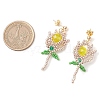 Glass Seed Beads Dangle Stud Earrings EJEW-MZ00326-4