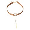 Black Velvet Choker Brass & Iron Rectangle Pendant Necklaces for Women FS-WGDB652-02-4