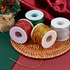 4 Rolls 4 Colors Metallic Elastic Round Cord for Christmas Gift Wrapping OCOR-WH0112-055-4