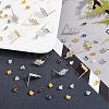 6 Pairs 2 Colors Brass Micro Pave Cubic Zirconia Stud Earring Findings with Loops KK-NB0002-51-4