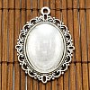 DIY Tibetan Style Pendant Cabochon Settings and Oval Transparent Clear Glass Cabochons TIBEP-MSMC021-38AS-NR-2