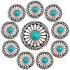 Gorgecraft 10Pcs 1-Hole Alloy & Turquoise Buttons FIND-GF0003-47-1