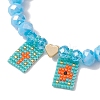 Glass Faceted Rondelle Beaded Stretch Bracelets for Women BJEW-MZ00065-02-3