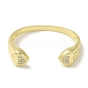 Rack Plating Brass Micro Pave Clear Cubic Zirconia Heart Open Cuff Bangles for Women BJEW-P323-04G-2
