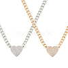 ANATTASOUL 2Pcs 2 Colors Crystal Rhinestone Heart Pendant Necklaces Set with Alloy Curb Chains NJEW-AN0001-88-1