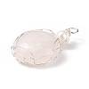 Natural Rose Quartz Pendants PALLOY-JF01790-02-3